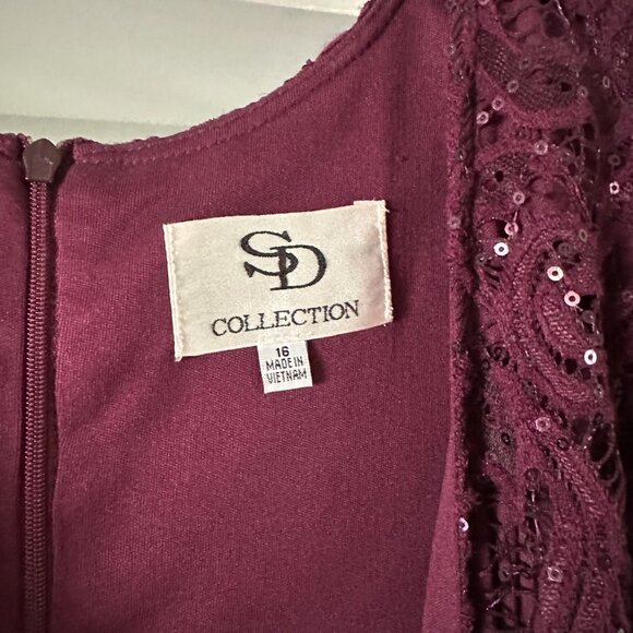SD Collection Eggplant Lace Long sleeve Dress with Sequins (Size 16) - Picture 2 of 8